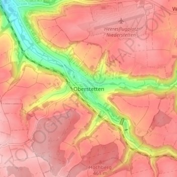 Mappa topografica Oberstetten, altitudine, rilievo