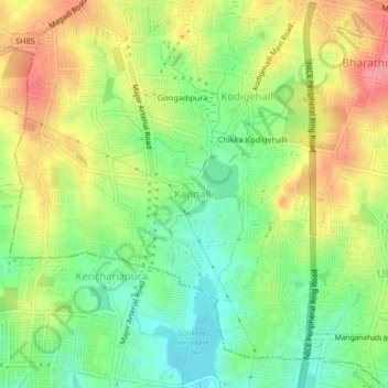 Mappa topografica Kannalli, altitudine, rilievo