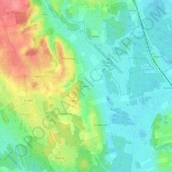 Mappa topografica Bach, altitudine, rilievo