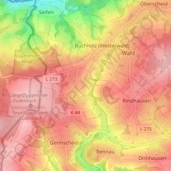 Mappa topografica Oberelles, altitudine, rilievo