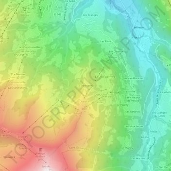 Mappa topografica Le Déchapieu, altitudine, rilievo
