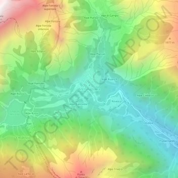 Mappa topografica Antronapiana, altitudine, rilievo