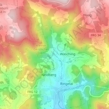 Mappa topografica Heindlmühle, altitudine, rilievo