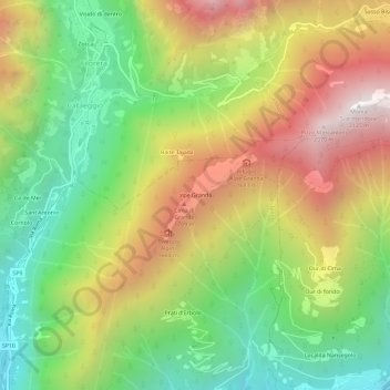 Mappa topografica alpe Granda, altitudine, rilievo