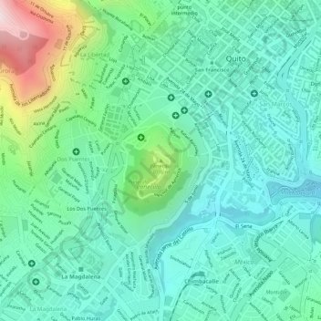 Mappa topografica Estatua Virgen del Panecillo, altitudine, rilievo