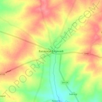 Mappa topografica Basavana Bagevadi, altitudine, rilievo