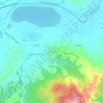 Mappa topografica Pietrafitta, altitudine, rilievo