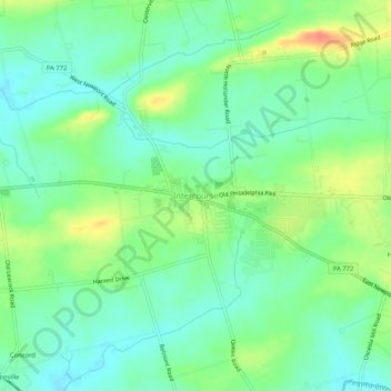Mappa topografica Intercourse, altitudine, rilievo
