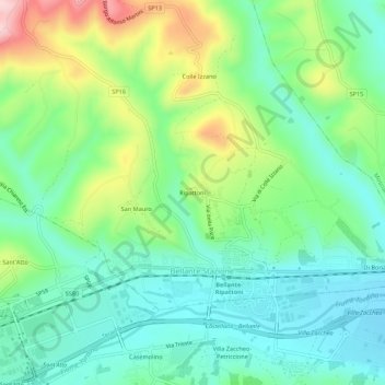 Mappa topografica Ripattoni, altitudine, rilievo