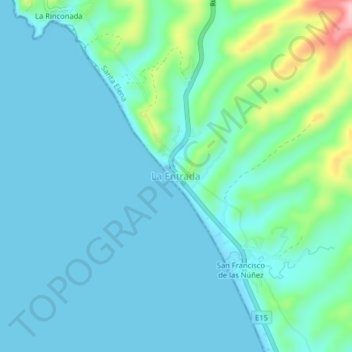 Mappa topografica La Entrada, altitudine, rilievo