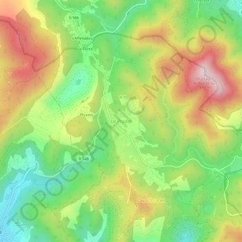 Mappa topografica Le Pradel, altitudine, rilievo