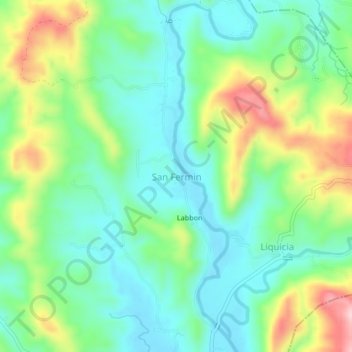 Mappa topografica San Fermin, altitudine, rilievo