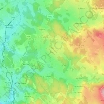 Mappa topografica Fours, altitudine, rilievo