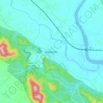Mappa topografica Jaduguda, altitudine, rilievo