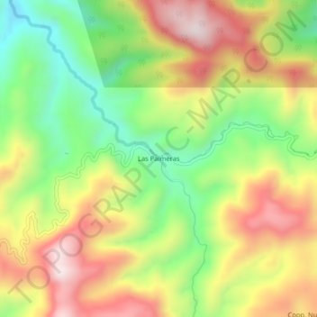 Mappa topografica Las Palmeras, altitudine, rilievo