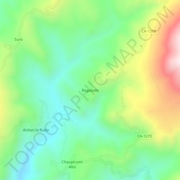 Mappa topografica Regalado, altitudine, rilievo