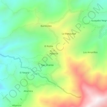 Mappa topografica Albania, altitudine, rilievo