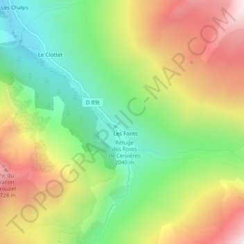 Mappa topografica Lauzière, altitudine, rilievo