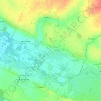 Mappa topografica Chanteloube, altitudine, rilievo