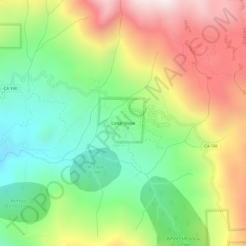 Mappa topografica Cedar Slope, altitudine, rilievo