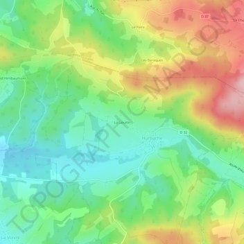 Mappa topografica La Goutte, altitudine, rilievo