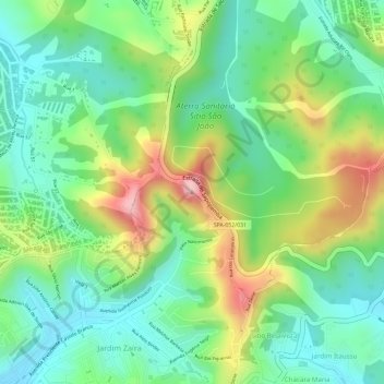 Mappa topografica Morro do Cruzeiro, altitudine, rilievo