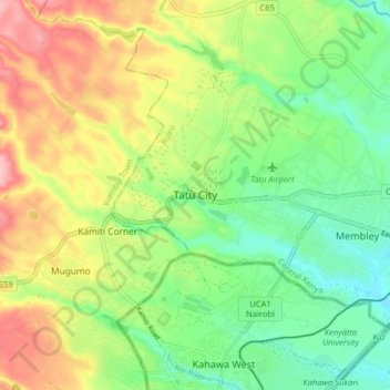 Mappa topografica Tatu City, altitudine, rilievo