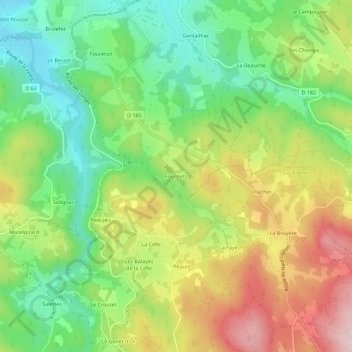 Mappa topografica Fournets, altitudine, rilievo