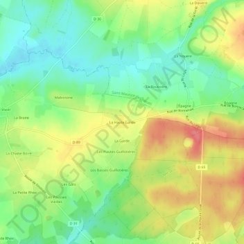 Mappa topografica La Haute Garde, altitudine, rilievo