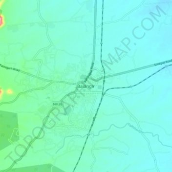 Mappa topografica Balangir, altitudine, rilievo
