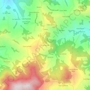Mappa topografica Casa Cignatta, altitudine, rilievo