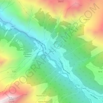Mappa topografica Epinel, altitudine, rilievo