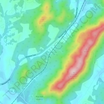 Mappa topografica Arrowhead, altitudine, rilievo