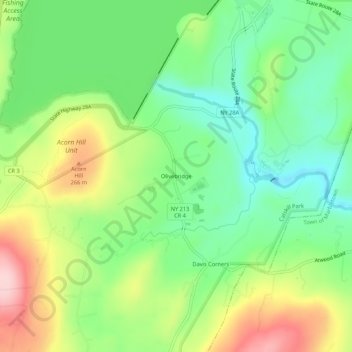 Mappa topografica Olivebridge, altitudine, rilievo