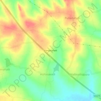 Mappa topografica Kundanahalli, altitudine, rilievo