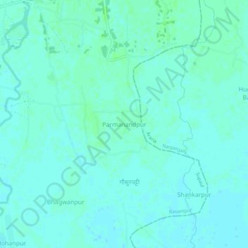 Mappa topografica Parmanandpur, altitudine, rilievo