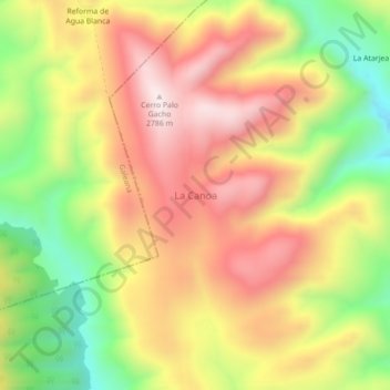 Mappa topografica La Canoa, altitudine, rilievo