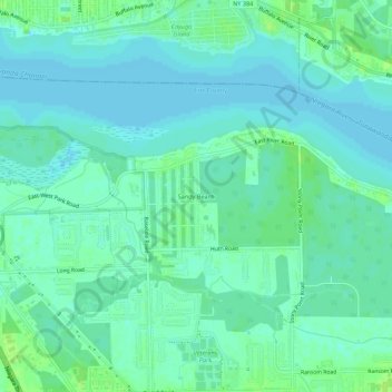 Mappa topografica Sandy Beach, altitudine, rilievo