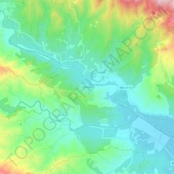 Mappa topografica Zorrilla, altitudine, rilievo