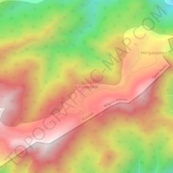 Mappa topografica Kinnakorai, altitudine, rilievo