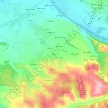 Mappa topografica Index, altitudine, rilievo
