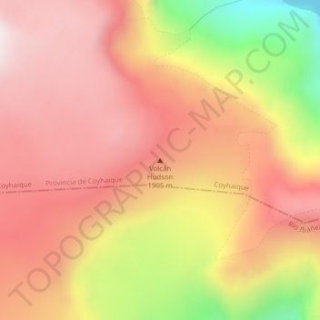 Mappa topografica Volcán Hudson, altitudine, rilievo