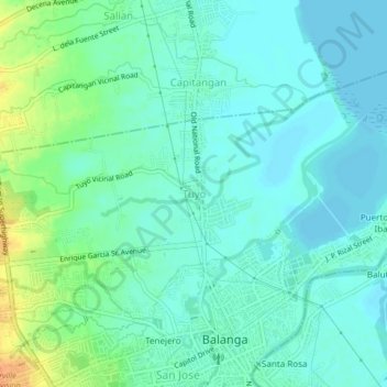 Mappa topografica Tuyo, altitudine, rilievo