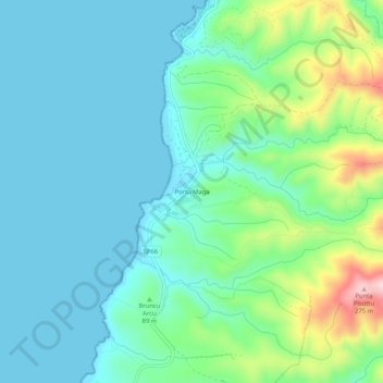 Mappa topografica Portu Maga, altitudine, rilievo