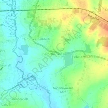 Mappa topografica Samethanahalli, altitudine, rilievo