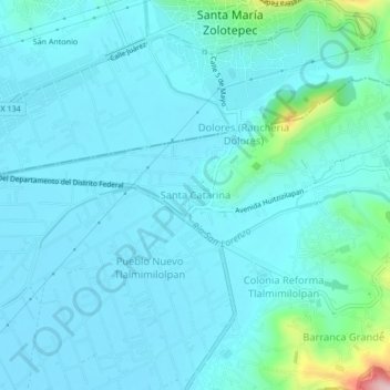 Mappa topografica Santa Catarina, altitudine, rilievo