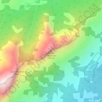 Mappa topografica Mount Yamnuska, altitudine, rilievo