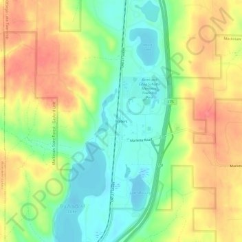 Mappa topografica Waters, altitudine, rilievo