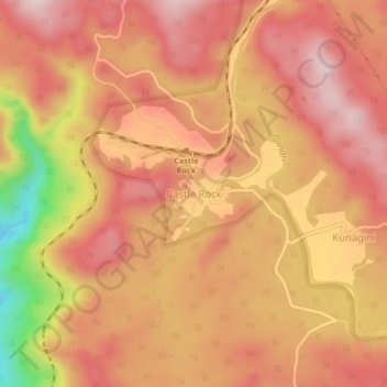 Mappa topografica Castle Rock, altitudine, rilievo