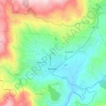 Mappa topografica Eiró, altitudine, rilievo